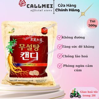 Kẹo ngậm không đường hồng sâm hàn quốc_túi 500g