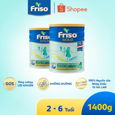 Combo 2 Lon Sữa Bột Friso Gold 4 1400g (Dành Cho Trẻ Từ 2 - 6 Tuổi)