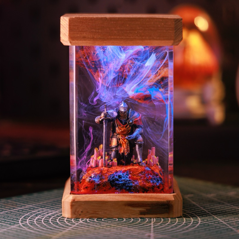 Đèn gỗ resin epoxy Dark Souls.Lamp wood resin epoxy Dark Souls.Lamp wood resin epoxy custom handmade