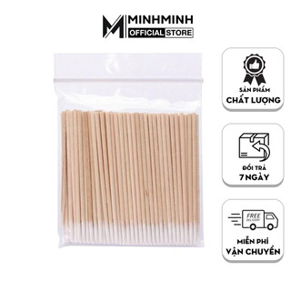 Tăm tre vét mực - Tăm trang điểm đầu bông trắng túi 100 cái