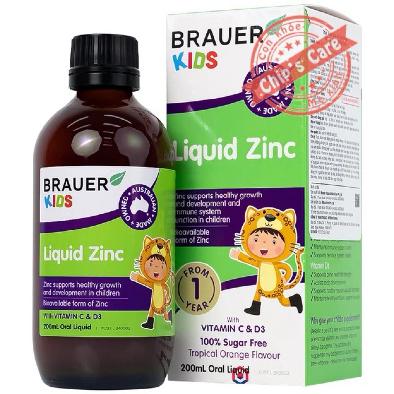 Brauer Liquid Kẽm ZinC cho trẻ từ 1 tuổi