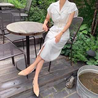Midi dress C// KChất vải linen
