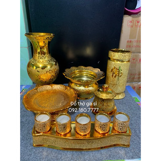Bộ thờ cúng bình , lư , dĩa, chun , án 3 , án 5 kim sa bằng sứ cao cấp