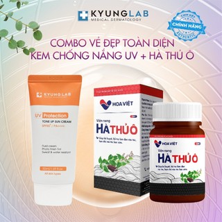 Kem chống nắng Kyung lab 50ml, Đen tóc, đẹp da hà thủ ô Hoa việt 30 viên
