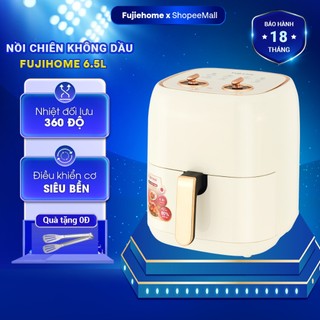 Nồi chiên không dầu 6.5L Fujie nhập khẩu tự ngắt tặng kèm kẹp gắp, nồi chiên cơ không hơi nước 6,5 Lít chính hãng