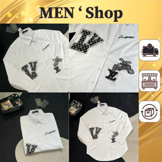 Áo Sơ Mi Dài Tay Nam Nữ Thêu Chữ LV và Hình Thỏ Siêu Đẹp - Áo Sơ Mi Nam Chất Liệu Cao Cấp