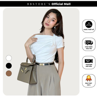 Áo thun tay ngắn nhún lệch vai bbstore's -a2989