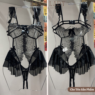  Váy Ngủ Bodysuit Ren Cánh Tiên Sexy Hoa Nổi Xuyên Thấu Hở Lưng Gợi Cảm V542 