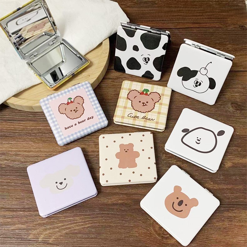  Gương Mini 2 Mặt Gương Mini Cầm Tay Gương Trang Điểm Gấp Gọn Để Bàn Bỏ Túi Nhỏ Cute 
