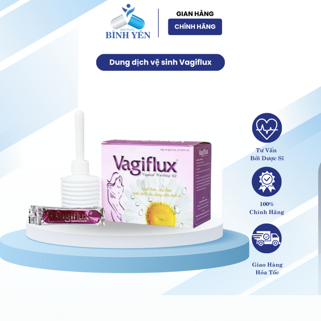 Bình rửa âm đạo Vagiflux 1 bình xịt và 10 ống dung dịch, dung dịch vệ sinh rửa phụ khoa
