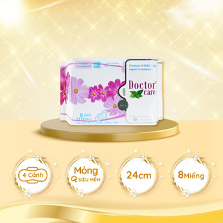 Băng vệ sinh thảo dược Doctor Care ban ngày gói 8 miếng 24cm siêu thấm hút tự tin suốt ngày dài năng động Decano Store