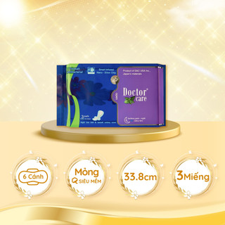 Băng vệ sinh thảo dược Doctor Care ban đêm gói 3 miếng 33.8cm 2 lớp chống tràn an toàn cho mọi tư thế nằm Decano Store