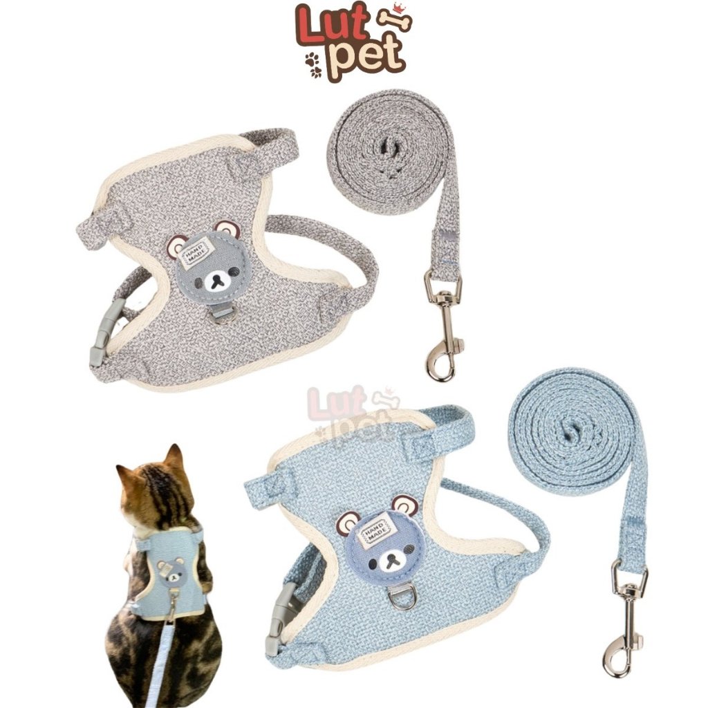 Dây dắt yếm hình gấu cho chó mèo, dây dắt, dây xích đi dạo cho thú cưng - lutpet