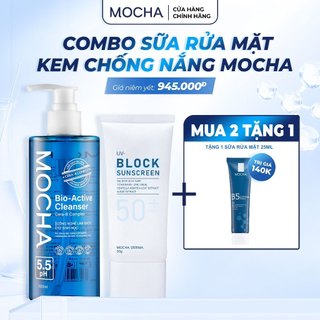 Combo Sữa Rửa Mặt Bio Active + Kem Chống Nắng Mocha, Bảo Vệ Toàn Diện Cho Mọi Loại Da