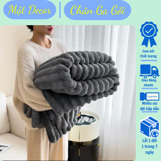 Chăn Blanket Nỉ Lông Thỏ Dập Tăm bảng màu Pastel ấm áp mềm mại kích thước 2m-2m3