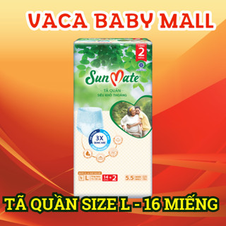 Tã/bỉm QUẦN SunMate siêu khô thoáng mẫu mới gói lớn tiết kiệm size L14+2 miếng