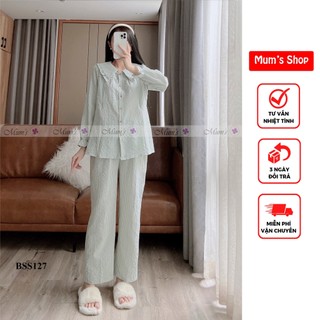 Đồ bộ bầu và sau sinh Mum's Shop BSS127 Bộ caro xanh cổ sen