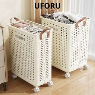 Giỏ đựng quần áo gấp gọn Visuelize Uforu cao cấp, sọt đựng quần áo có tay cầm bánh xe di động UF8585