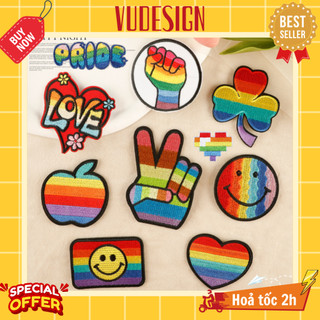 Sticker dán vải, sticker ủi thêu quần áo, balo biểu tượng happy pride month lgbt bảy sắc cầu vồng vudesign