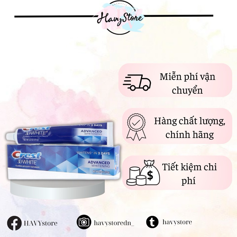 KEM ĐÁNH RĂNG CREST 3D WHITE FLUORIDE ANTICAVITY TOOTHPASTE ARCTIC FRESH