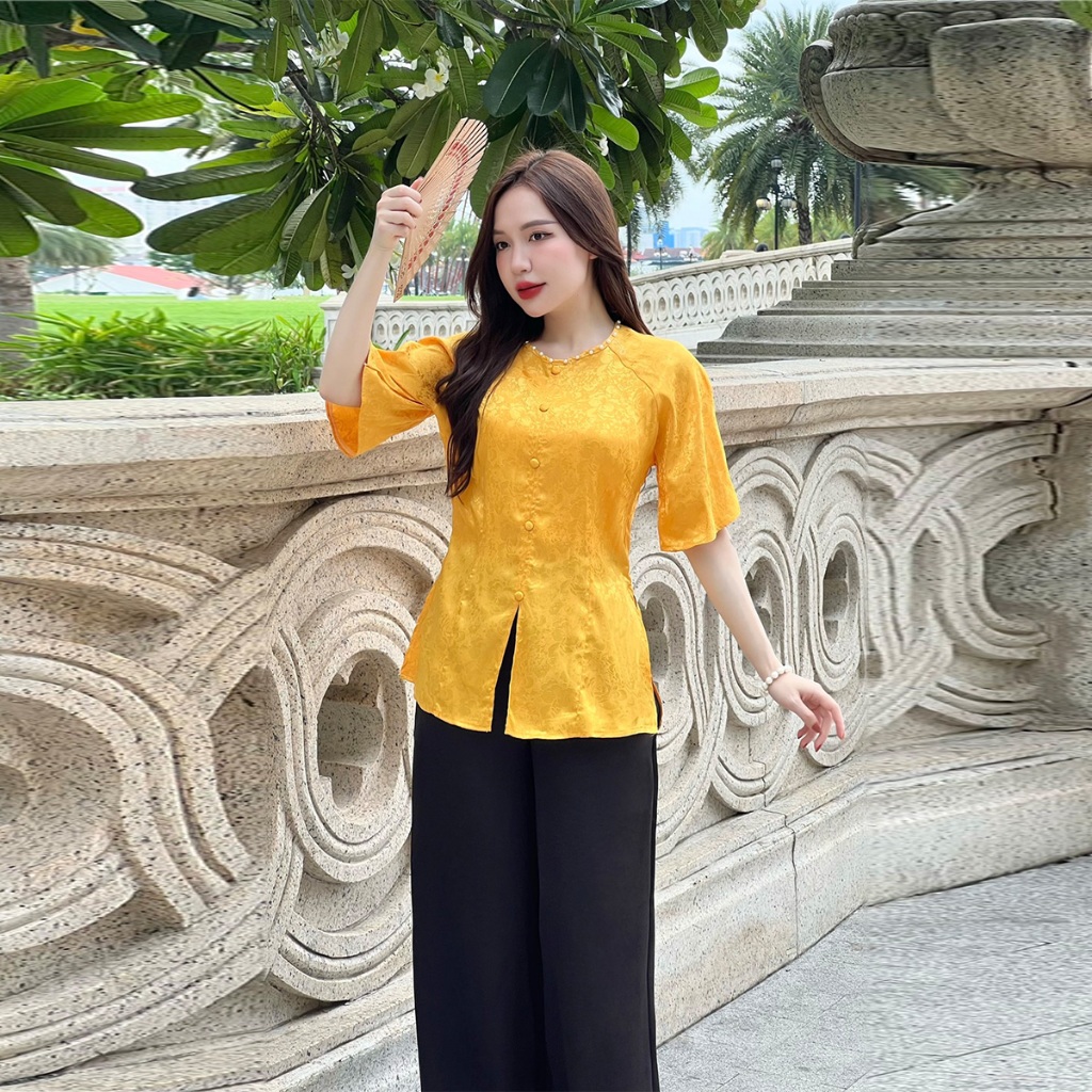 Đồ bộ áo bà ba nữ áo bà ba nữ đồ bộ bà ba đồ bà ba nữ miền tây quần dài ống rộng set đồ lam đi chùa 