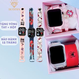 Đồng hồ điện tử led HODIWA đeo tay trẻ em bé trai ,bé gái mèo kitty,kuromi,siêu nhân  -M4