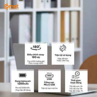 Quạt sạc cầm tay Comet CRF0904