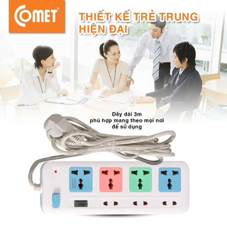 Ổ cắm điện Comet CES4433 - CES4435 (4 ổ 3 chấu đa năng, 3 ổ 2 chấu, Dây dài 3m và 5m)