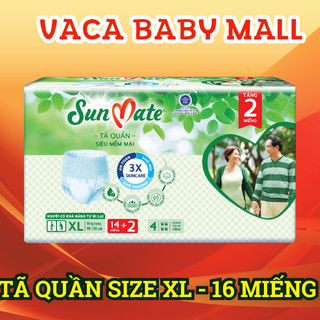 Tã/bỉm quần sunmate siêu mềm mại size lớn nhất xl14+2 miếng
