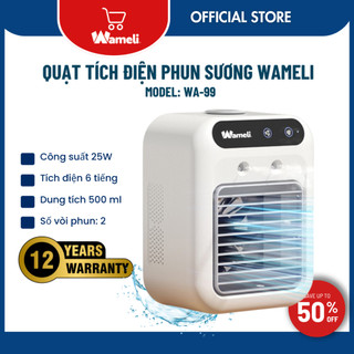 Quạt điều hòa phun sương mini wameli, quạt tích điện, quạt để bàn, quạt phun sương