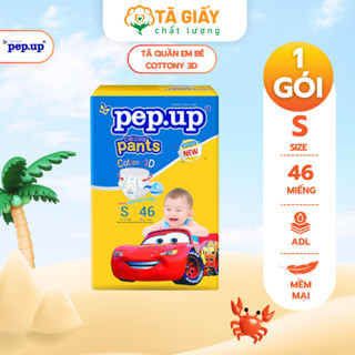 [Mã TAGI10K14 giảm 10K đơn từ 149K] Tã quần em bé Pep.up Cottony gói lớn size S46, M42, L38, XL34