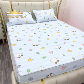 Bộ chăn ga điều hòa 3 món bo chun vải Tencel mềm mịn mát mẻ chần bông lông Vũ êm ái Vuaremgiasi