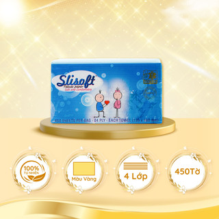 Khăn giấy Slisoft vàng 9k không chất tẩy trắng an toàn cho gia đình, Giấy ăn đa năng thân thiện với môi trường Decano