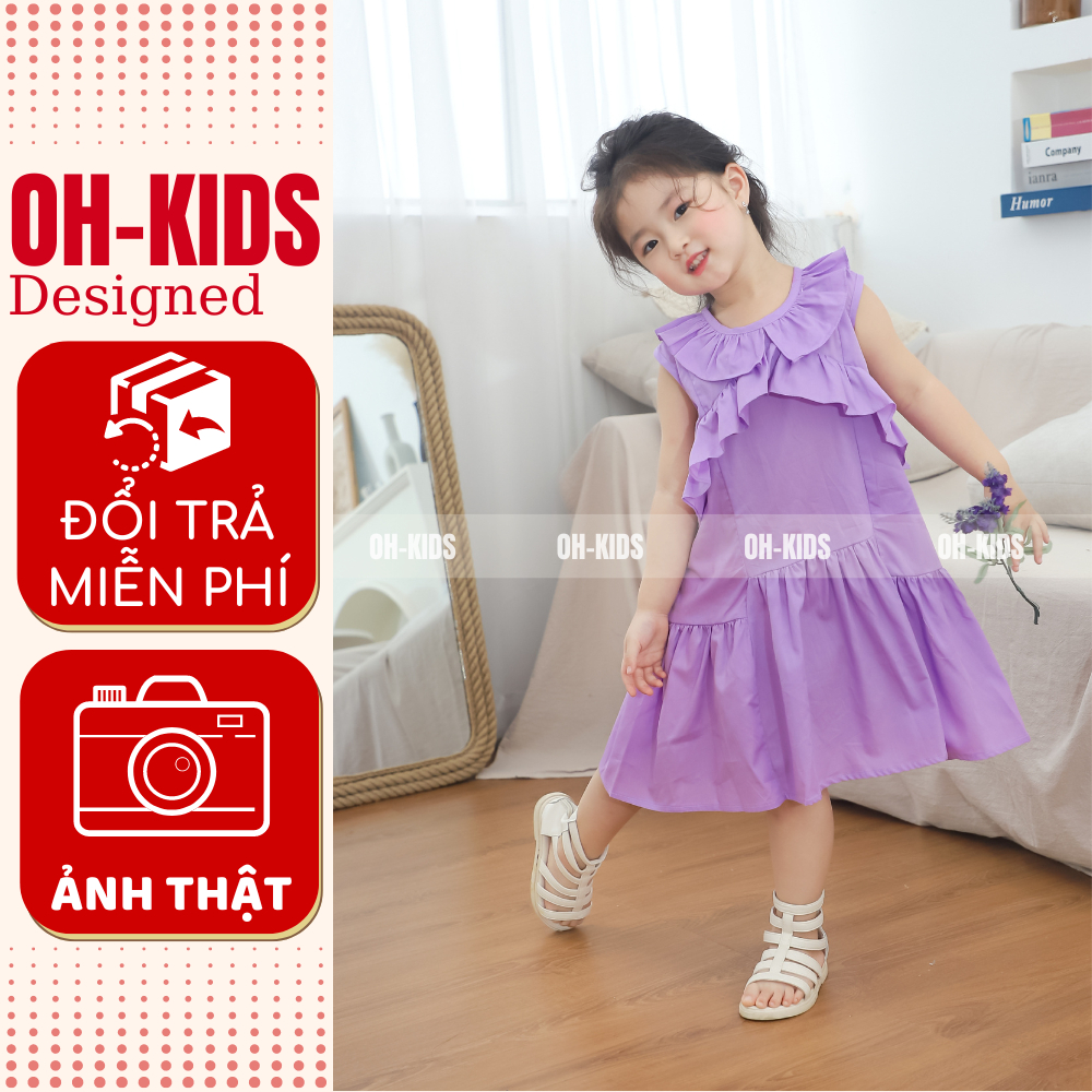 Váy bé gái đuôi cá OH KIDS vải thô kẻ xốp cho bé gái 9-32kg OH31