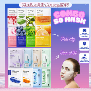 Combo 50 miếng mặt nạ trái cây serum tinh chất cao cấp set mặt nạ dưỡng da dưỡng ẩm nội địa trung