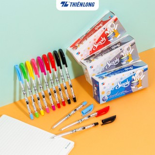 Combo 5 Bút bi Thiên Long TL-062 ngòi 0.38mm mực xanh/đỏ/đen có nắp đậy, đầu bi nhỏ tạo nét viết thanh mảnh