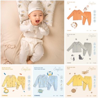 [CHÍNH HÃNG] Bộ áo dài tay quần dài khuy giữa sơ sinh Chaang