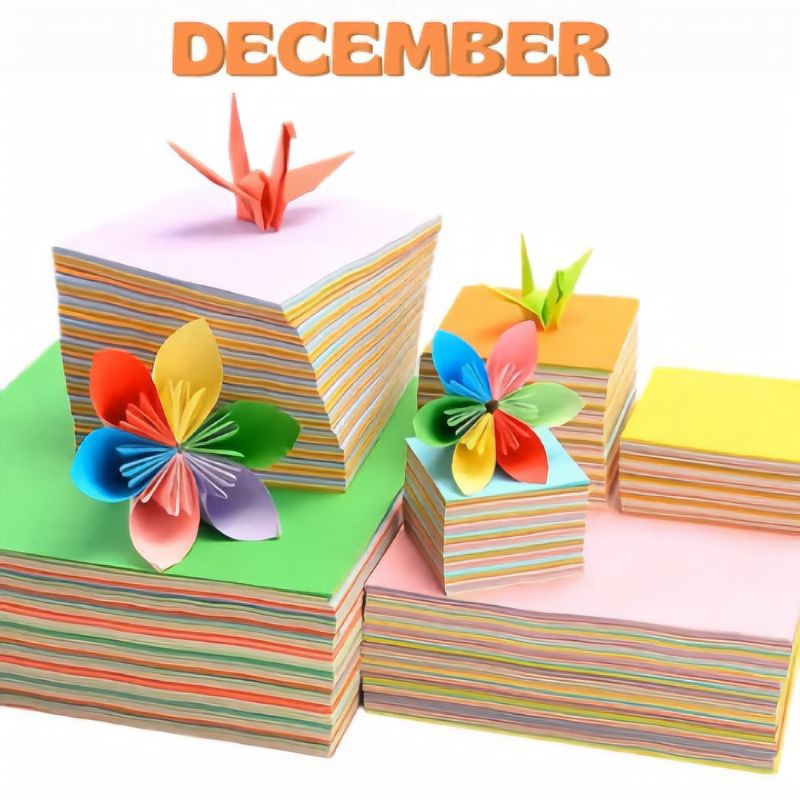 Giấy Xếp Origame, Giấy Xếp Hạc, Giấy Thủ Công Cho Bé Kích Thước Đa Dạng DECEMBER 083