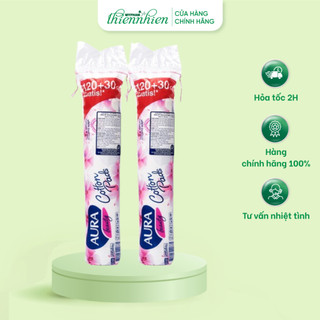 Combo 2 Bông tẩy trang Aura 150 miếng
