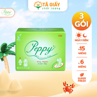 Combo 3 gói Băng Vệ Sinh Peppy A03 Siêu Thấm Ngày Đêm, Băng Vệ Sinh Hàng Ngày Có Cánh (7 miếng/gói)