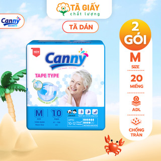 Bộ 2 gói tã dán người lớn siêu thấm canny size m,m/l,xl 20 miếng