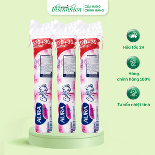 Combo3 bông tẩy trang aura beauty 120+30 miếng