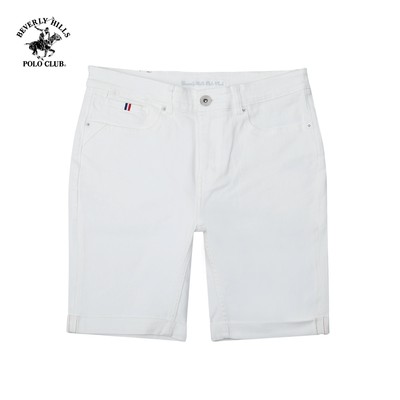 Beverly Hills Polo Club - Quần short Nam Slim Fit cotton Trắng Trơn BHPC  QJSSS24V011