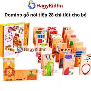 Đồ chơi domino gỗ nối tiếp 28 chi tiết cho bé hagykidhn đồ chơi xếp hình gỗ montessori giúp bé phát triển trí tuệ