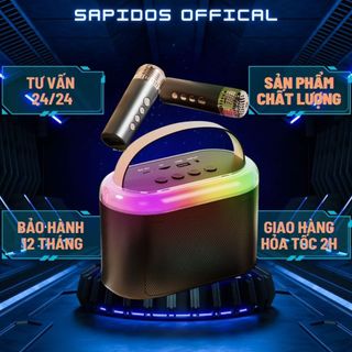 Loa Bluetooth karaoke kèm 2 mic không dây Q6, Loa Karaoke mini có LED phiên bản 2024 | Sapidos Official _Q6