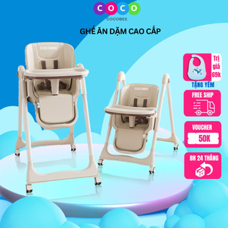 Ghế ăn dặm cho bé COCOBEE cao cấp điều chỉnh độ cao tặng kèm đệm lót, có bánh xe điều chỉnh đa năng