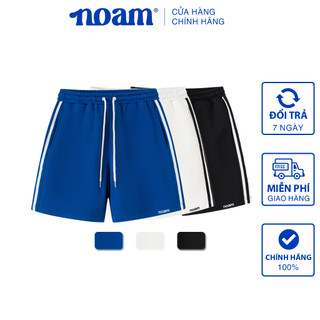 Quần Short Unisex NOAM Triple Stripes 100% cotton - Màu đen/trắng/xanh