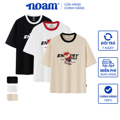 Áo thun Form rộng NOAM Nafox Playmaker Unisex 100% Cotton - Màu đen/trắng/be