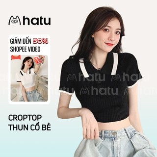 Áo Thun Croptop Len Dệt Kim Nữ Babytee Ôm Body Cổ Bẻ Polo Tay Ngắn Cá Tính Hot Trend Douyin Ulzzang