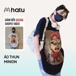 Áo Thun Nữ Cổ Tròn Tay Lỡ Form Rộng Oversize In Hình Hoạ Tiết Minion Cá Tính Năng Động Thoải Mái